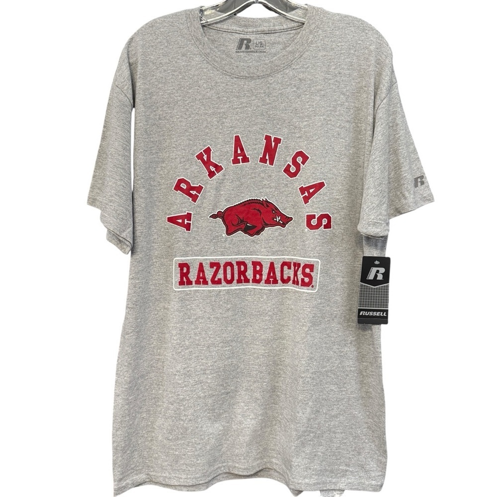 Russell Arkansas Razorbacks T-Shirt Men’s Large Gray NCAA Tee NWT - Picture 1 of 8